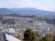 御油の市街地と本宮山